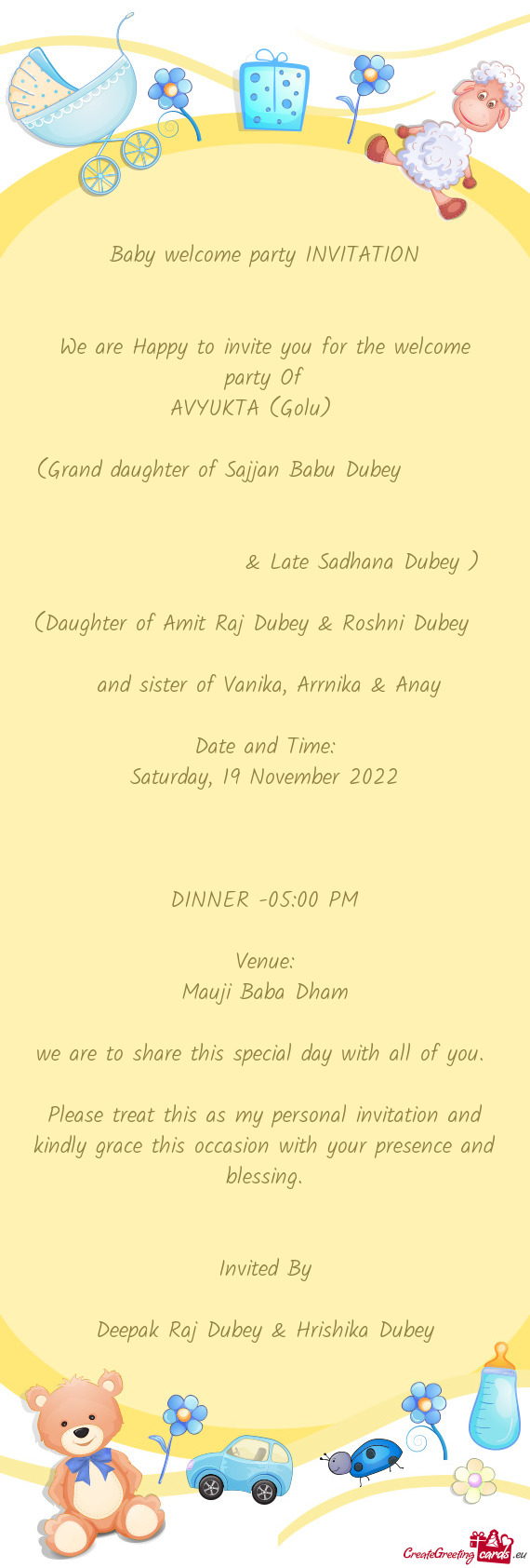 (Grand daughter of Sajjan Babu Dubey