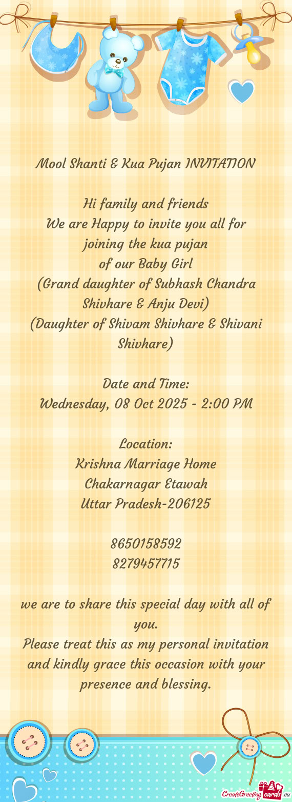 (Grand daughter of Subhash Chandra Shivhare & Anju Devi)