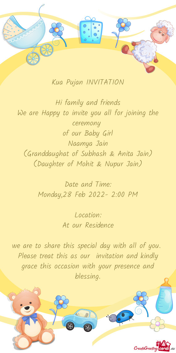 (Granddaughat of Subhash & Anita Jain)