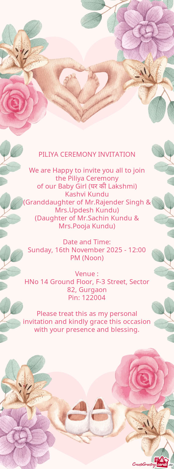 (Granddaughter of Mr.Rajender Singh & Mrs.Updesh Kundu)