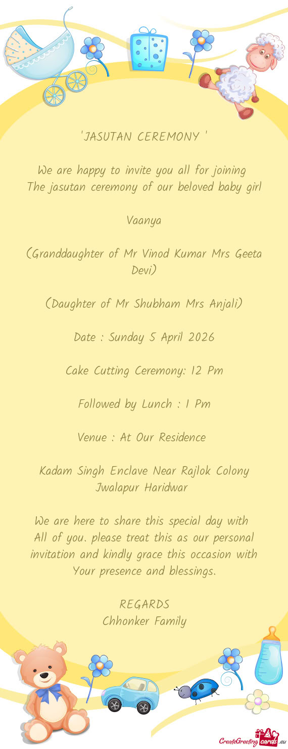 (Granddaughter of Mr Vinod Kumar Mrs Geeta Devi)