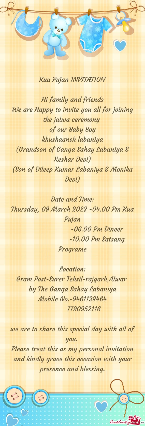 (Grandson of Ganga Sahay Labaniya & Keshar Devi)