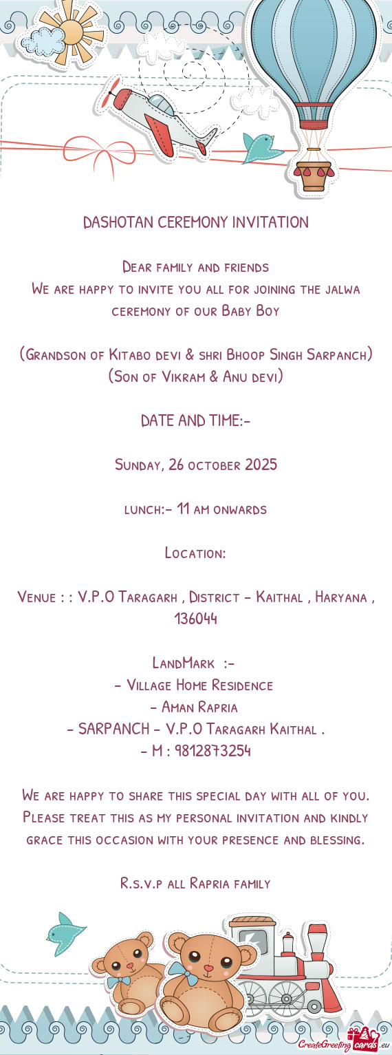 (Grandson of Kitabo devi & shri Bhoop Singh Sarpanch)