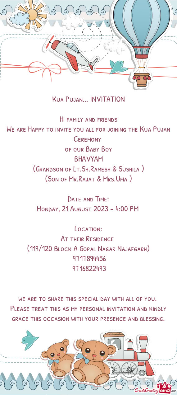 (Grandson of Lt.Sh.Ramesh & Sushila )