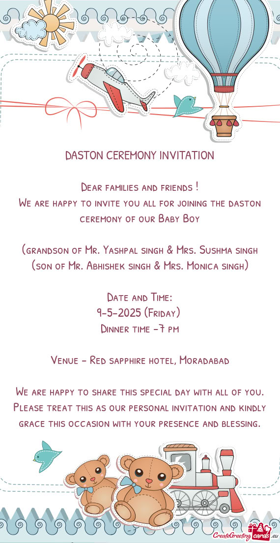 (grandson of Mr. Yashpal singh & Mrs. Sushma singh