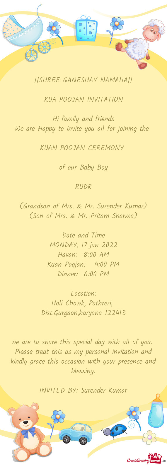 (Grandson of Mrs. & Mr. Surender Kumar)