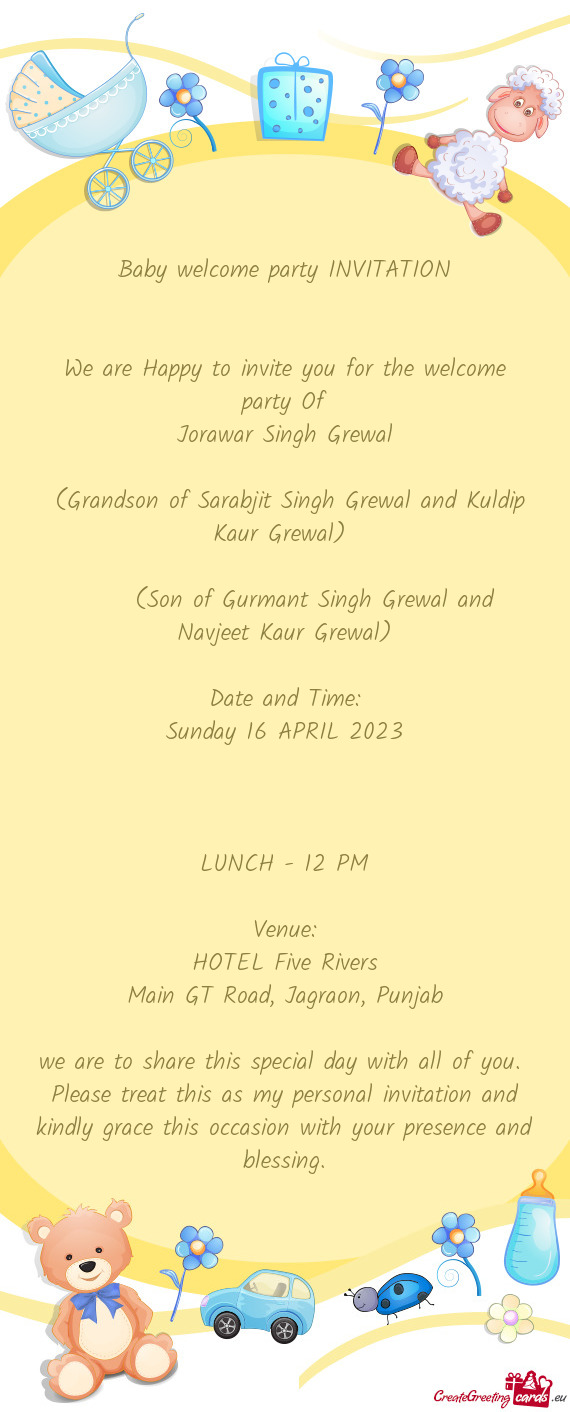 (Grandson of Sarabjit Singh Grewal and Kuldip Kaur Grewal)