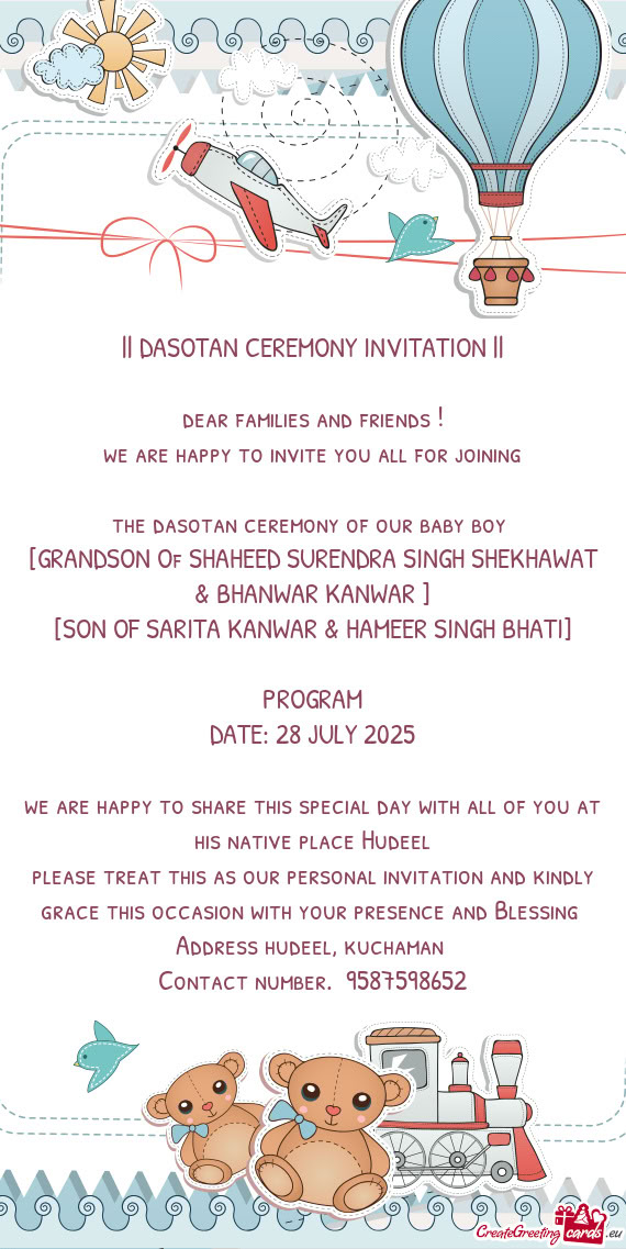 [GRANDSON Of SHAHEED SURENDRA SINGH SHEKHAWAT & BHANWAR KANWAR ]