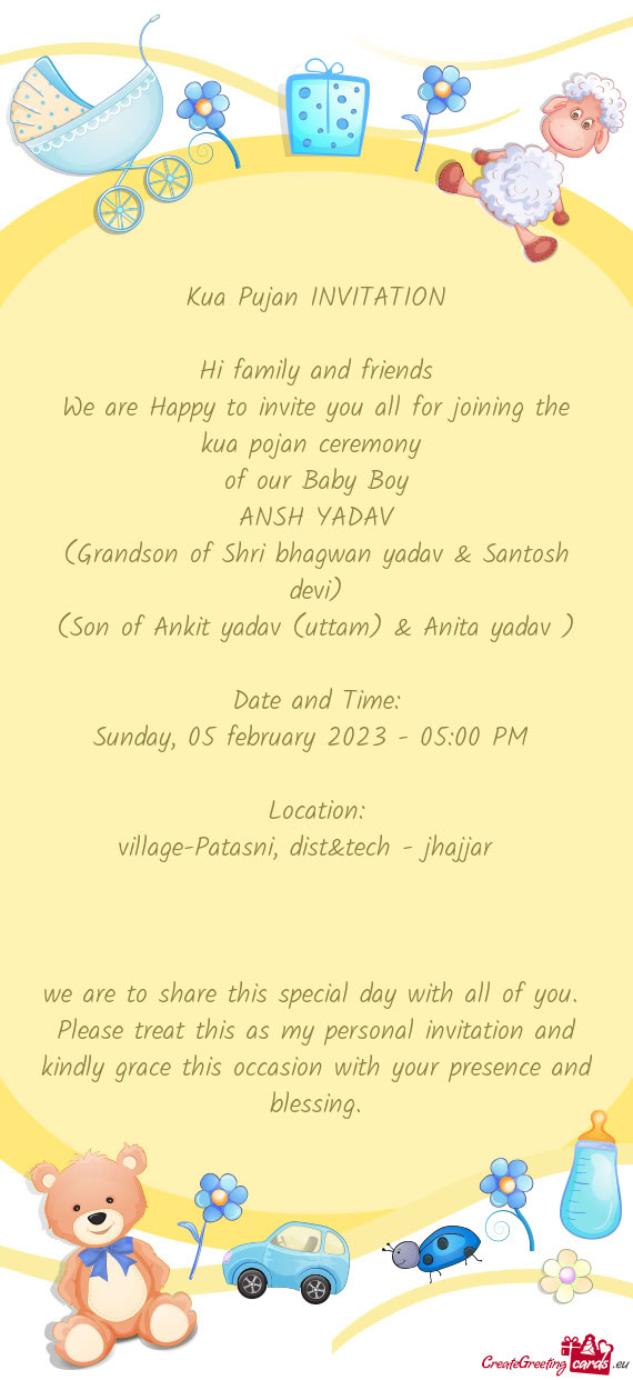 (Grandson of Shri bhagwan yadav & Santosh devi)