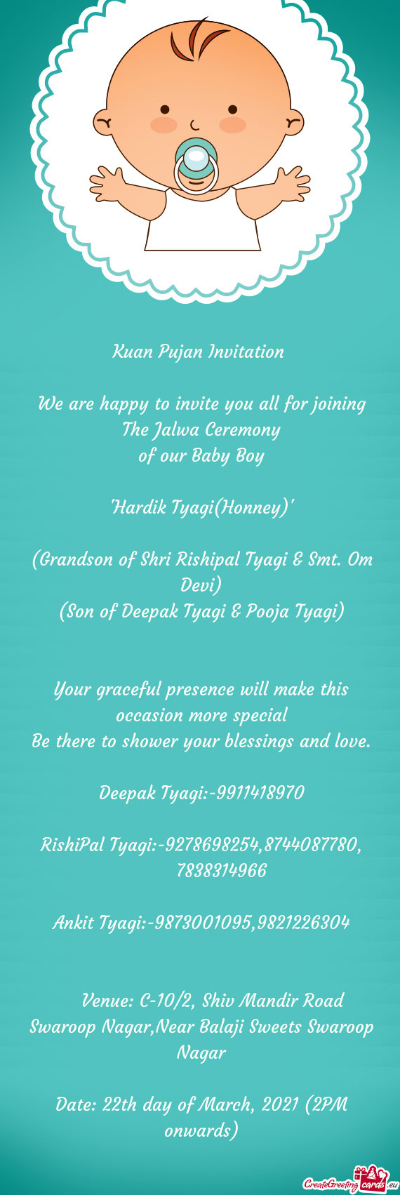 (Grandson of Shri Rishipal Tyagi & Smt. Om Devi)