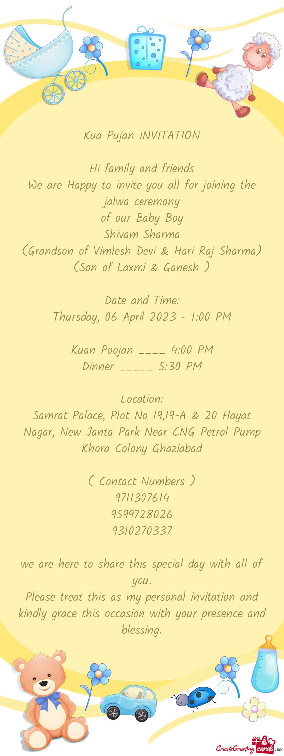 (Grandson of Vimlesh Devi & Hari Raj Sharma)