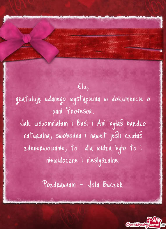 Gratuluję udanego wystąpienia w dokumencie o pani Profesor