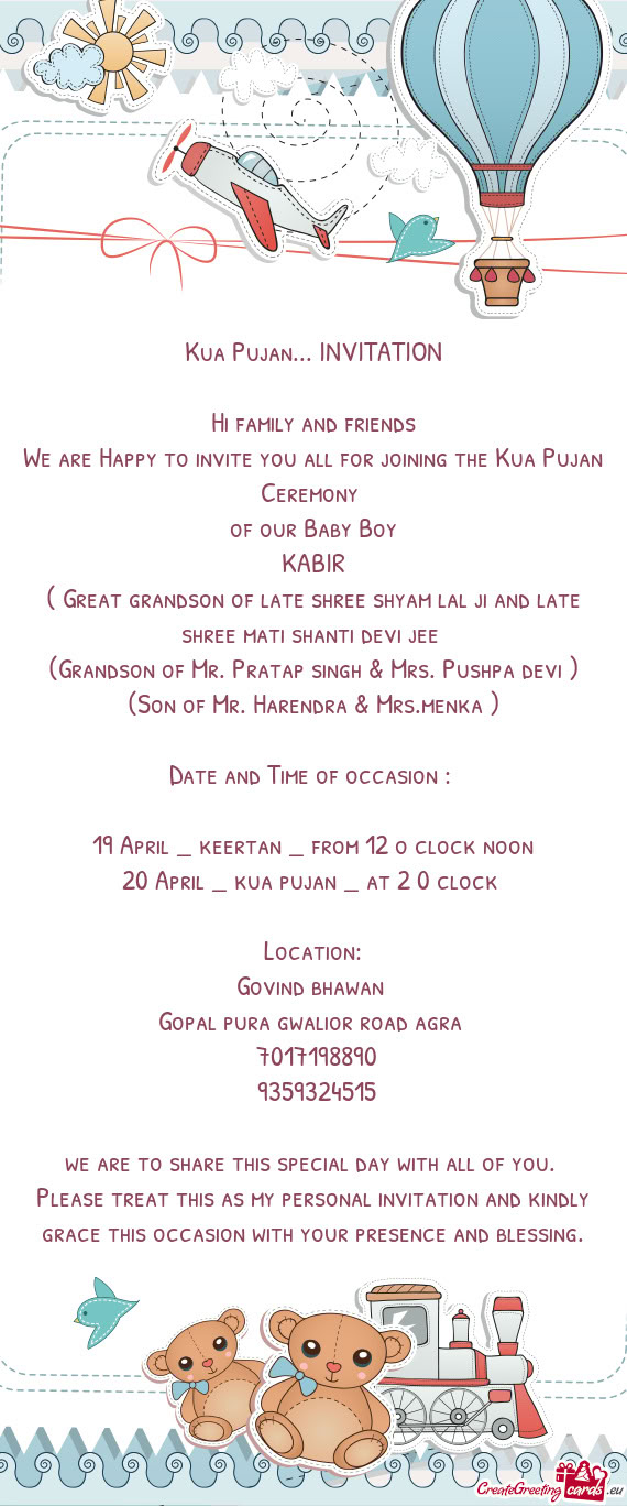 ( Great grandson of late shree shyam lal ji and late shree mati shanti devi jee