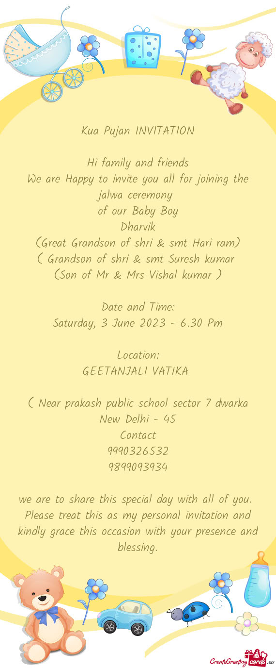 (Great Grandson of shri & smt Hari ram)