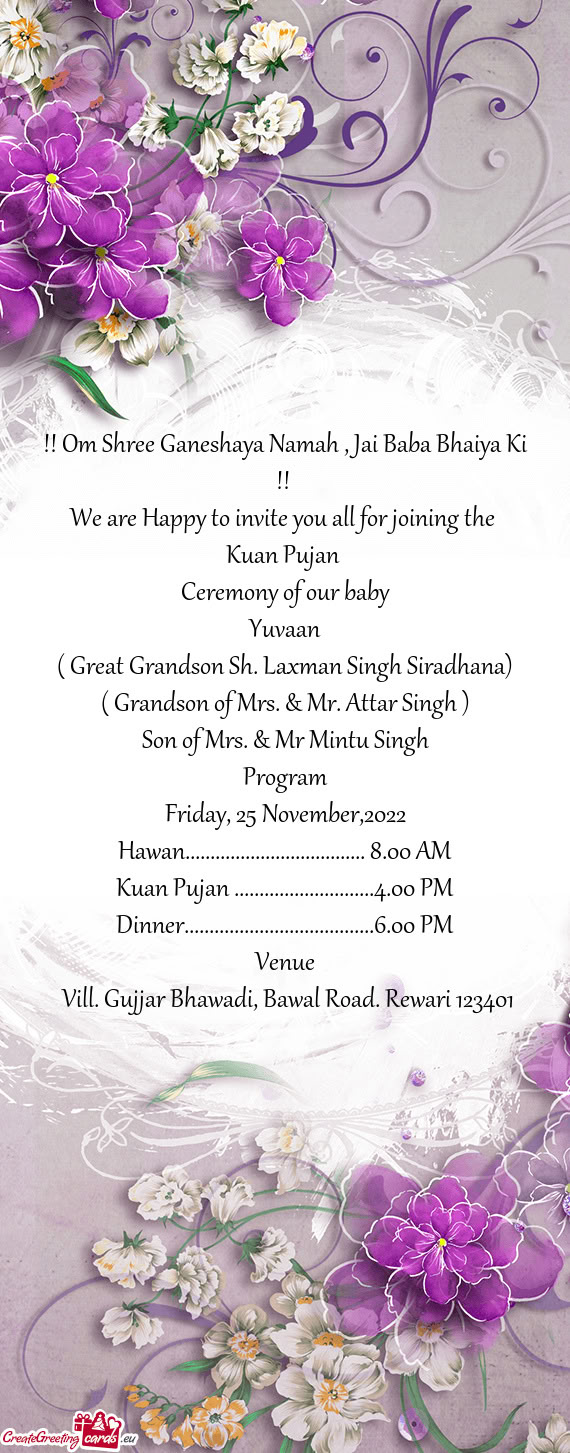 ( Great Grandson Sh. Laxman Singh Siradhana)