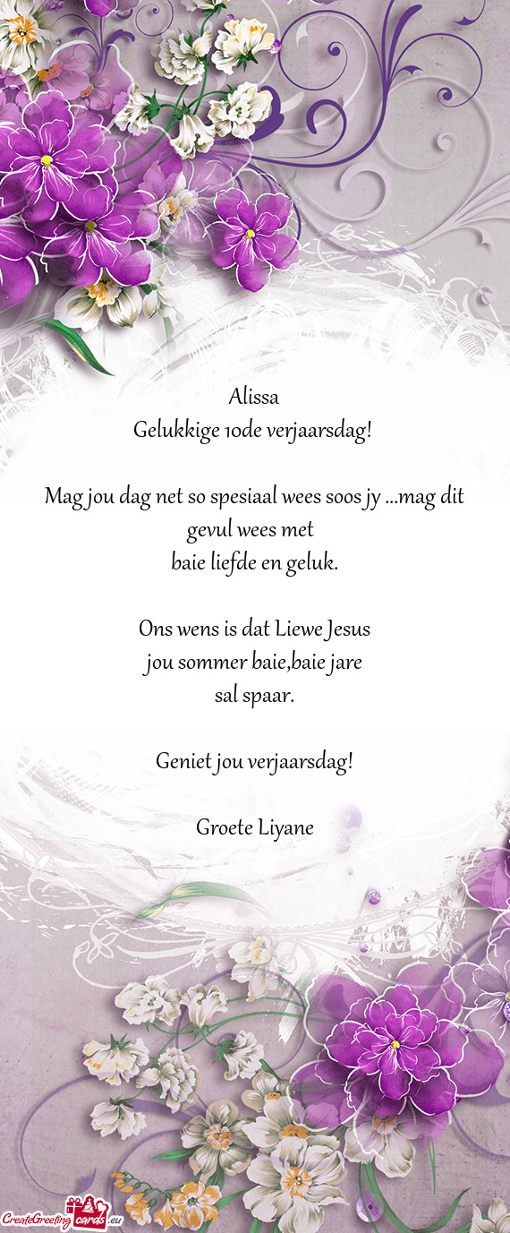 Groete Liyane