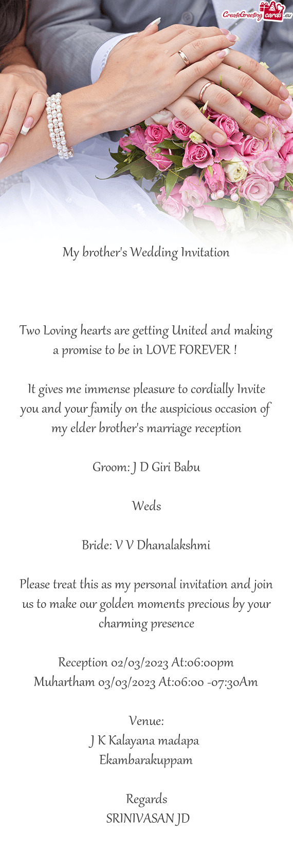 Groom: J D Giri Babu