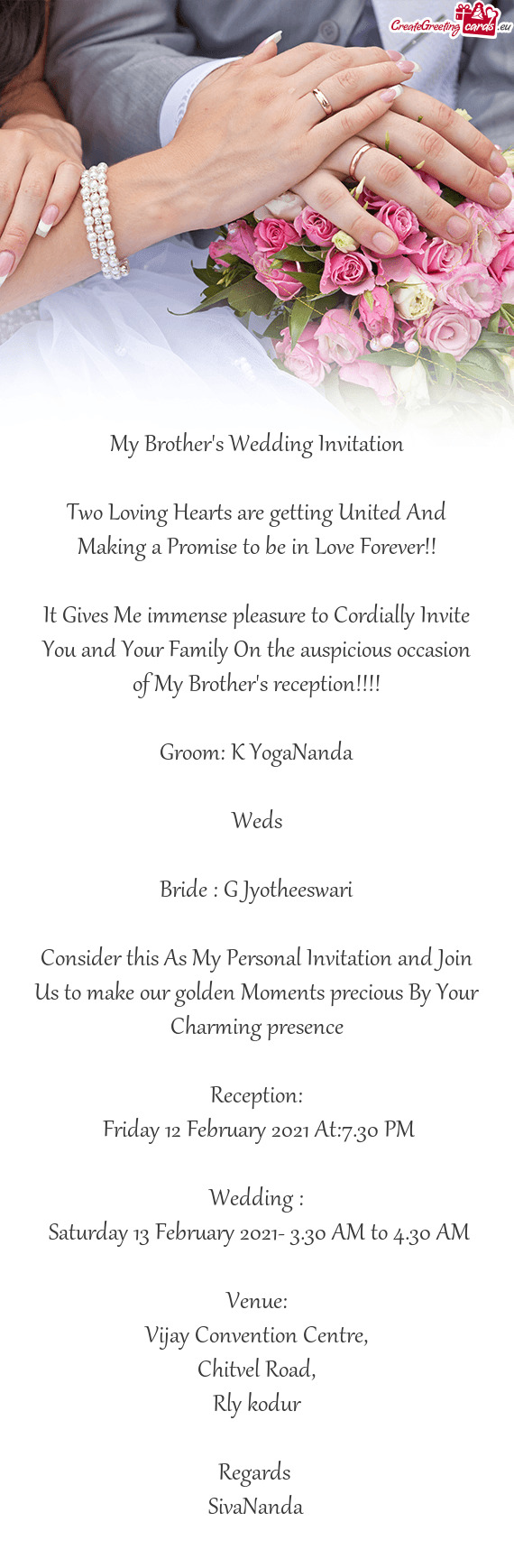 Groom: K YogaNanda