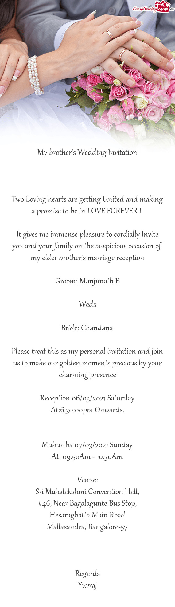 Groom: Manjunath B