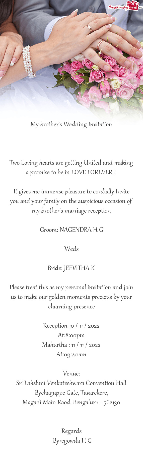 Groom: NAGENDRA H G