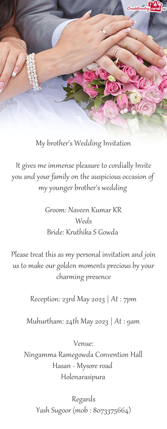 Groom: Naveen Kumar KR