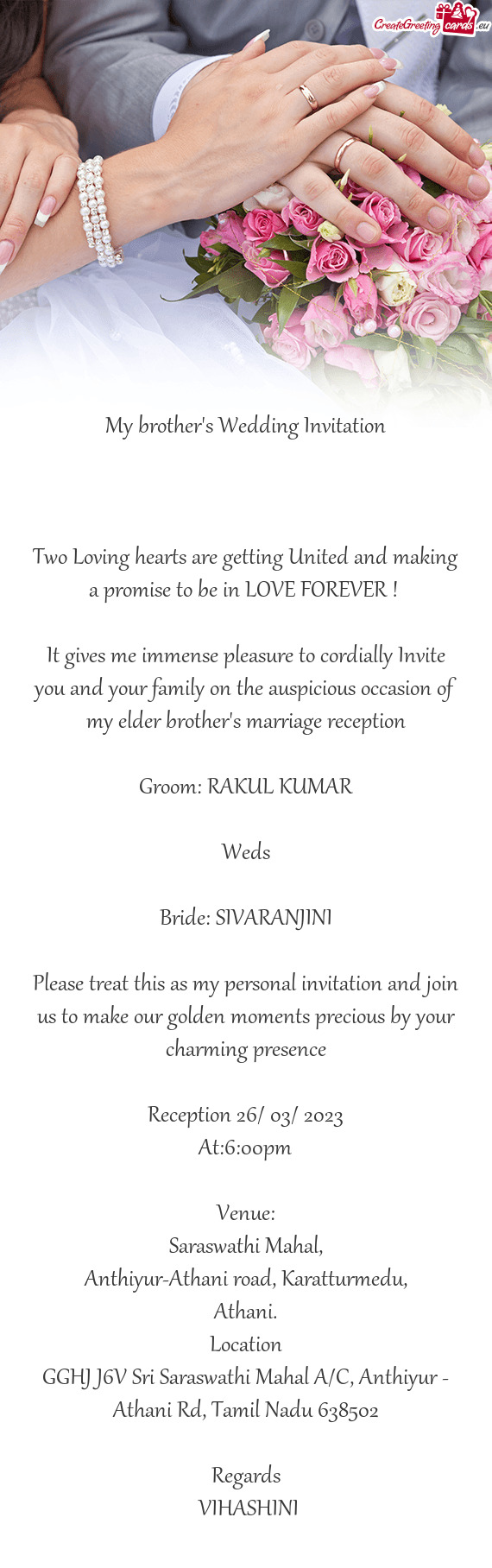 Groom: RAKUL KUMAR