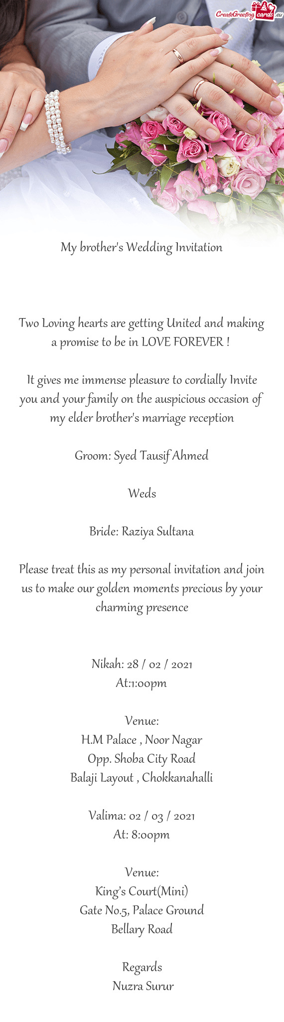 Groom: Syed Tausif Ahmed