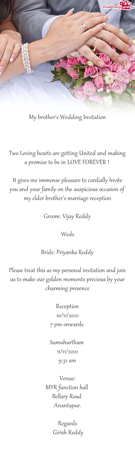 Groom: Vijay Reddy