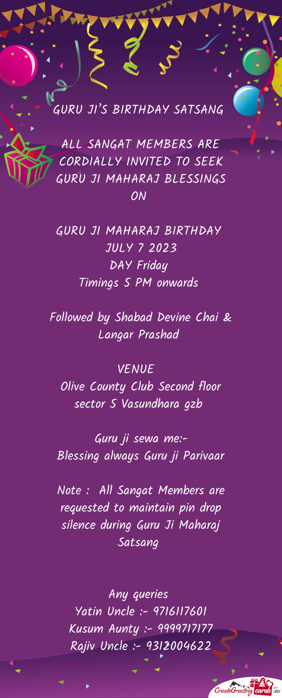 GURU JI’S BIRTHDAY SATSANG