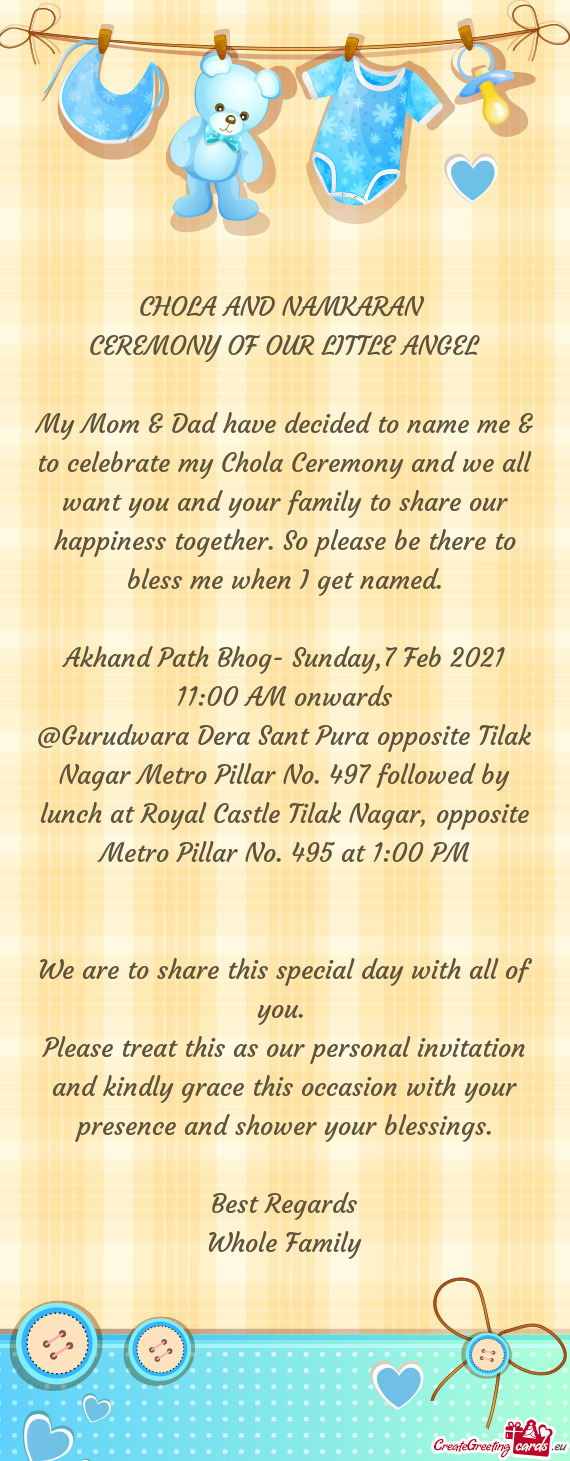 @Gurudwara Dera Sant Pura opposite Tilak Nagar Metro Pillar No. 497 followed by lunch at Royal Castl