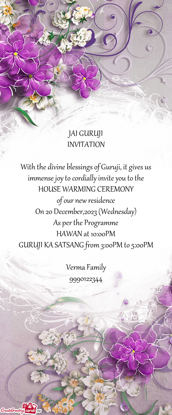 GURUJI KA SATSANG from 3:00PM to 5:00PM