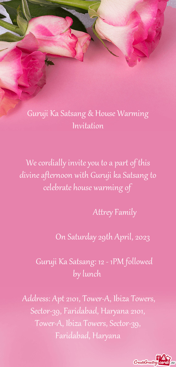 Guruji Ka Satsang & House Warming Invitation