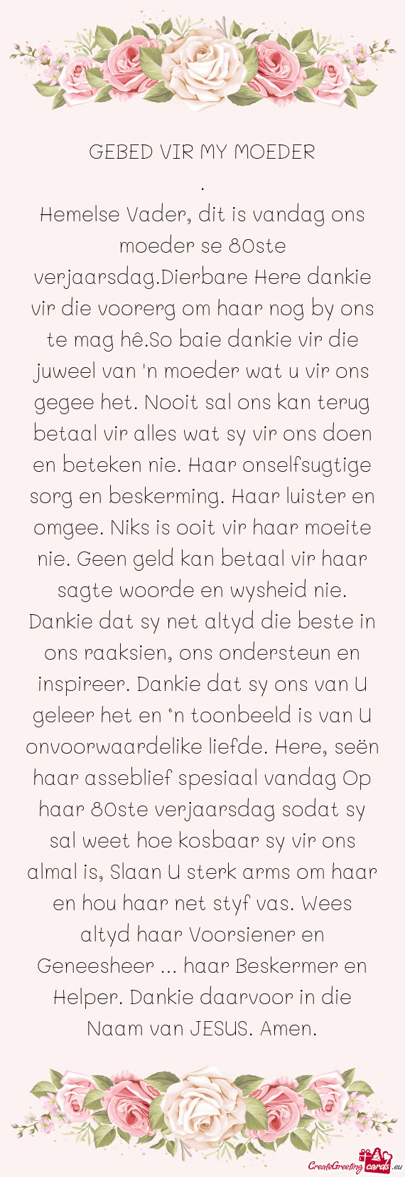 Haar nog by ons te mag hê.So baie dankie vir die juweel van 