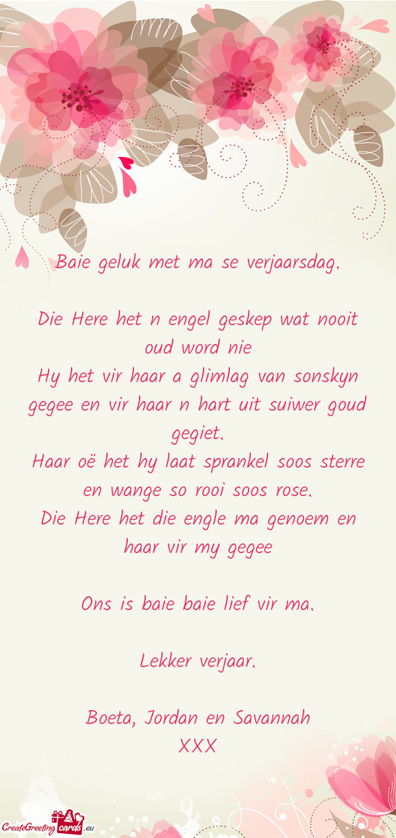 Haar oë het hy laat sprankel soos sterre en wange so rooi soos rose