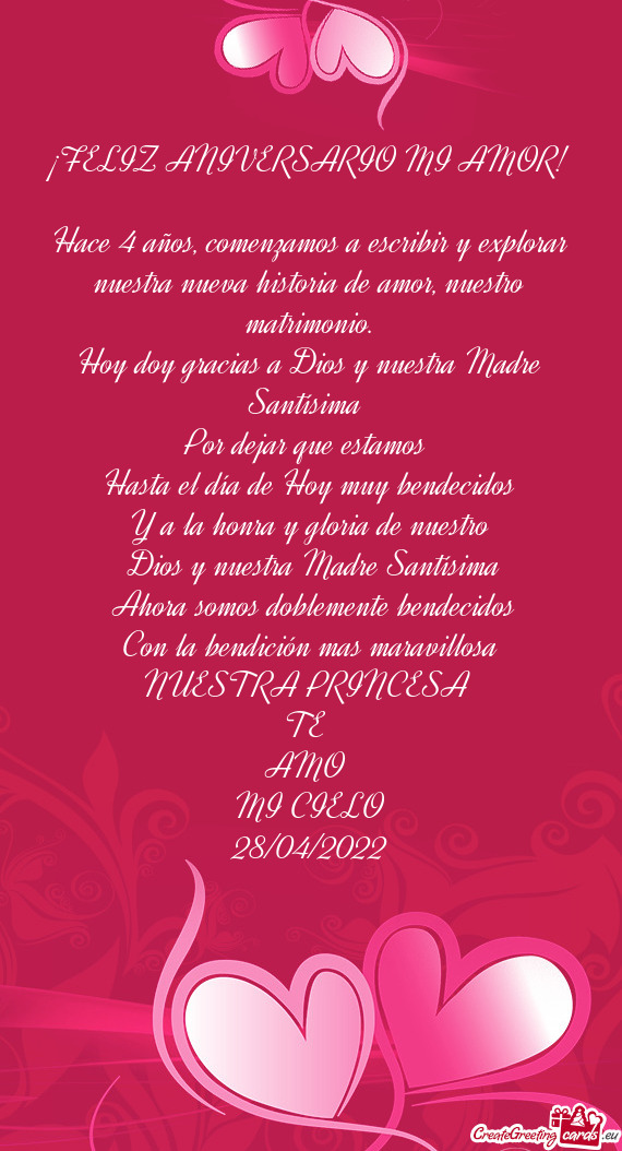 Hace 4 años, comenzamos a escribir y explorar nuestra nueva historia de amor, nuestro matrimonio