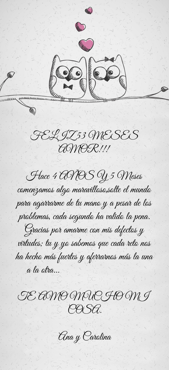 Hace 4 AÑOS Y 5 Meses comenzamos algo maravilloso,solte el mundo para agarrarme de tu mano y a pesa