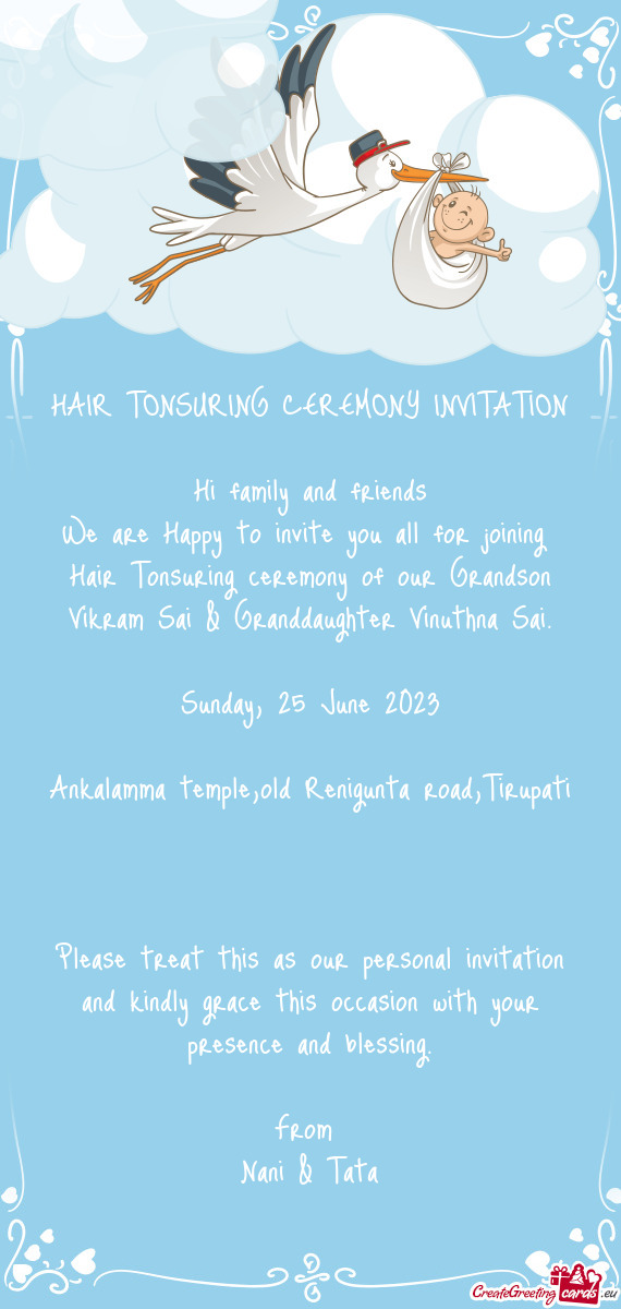 HAIR TONSURING CEREMONY INVITATION