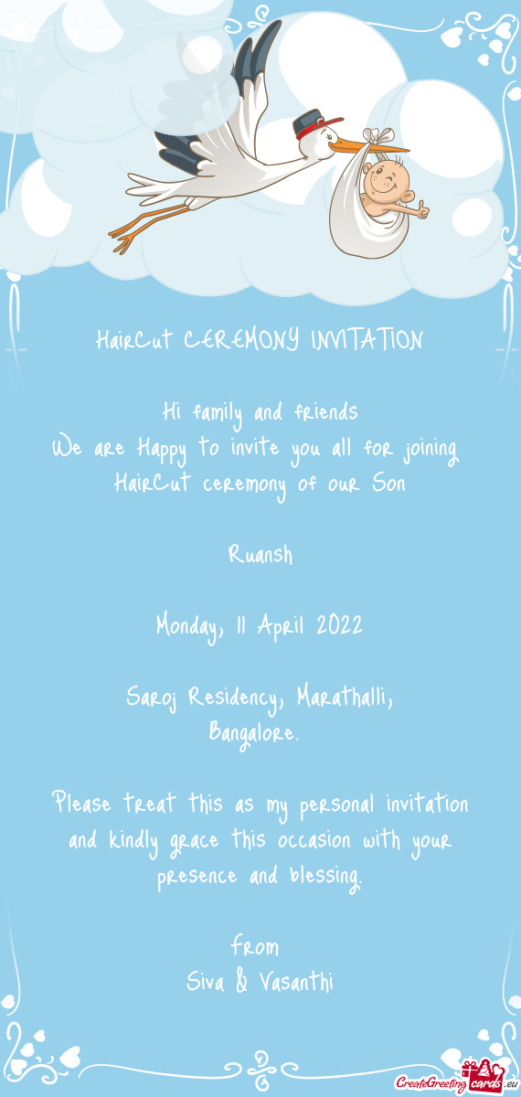 HairCut CEREMONY INVITATION