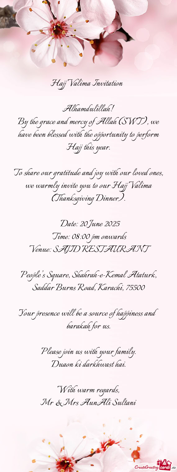 Hajj Valima Invitation 🌟