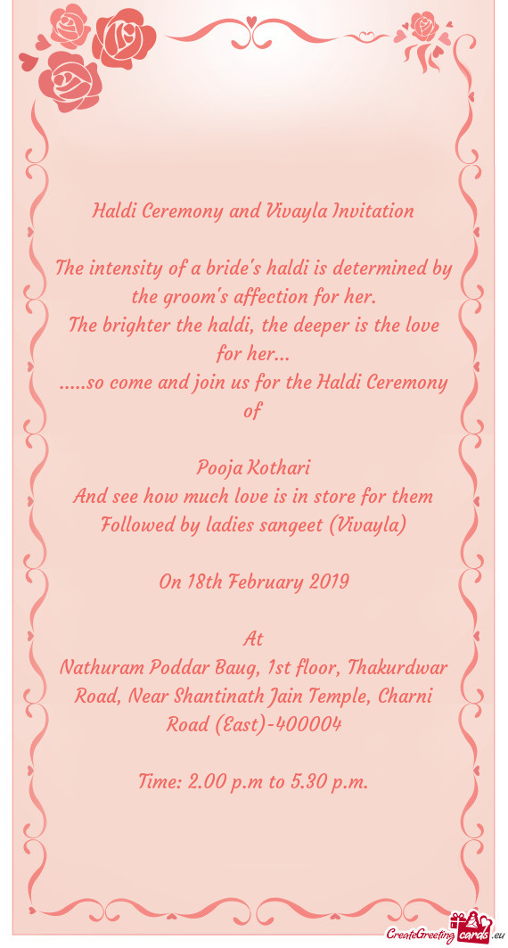 Haldi Ceremony and Vivayla Invitation