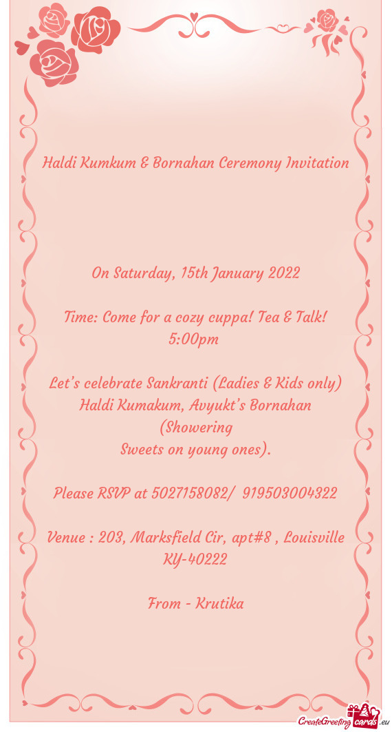 Haldi Kumkum & Bornahan Ceremony Invitation