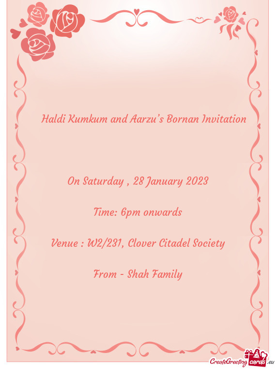 ☆ Haldi Kumkum and Aarzu’s Bornan Invitation ☆