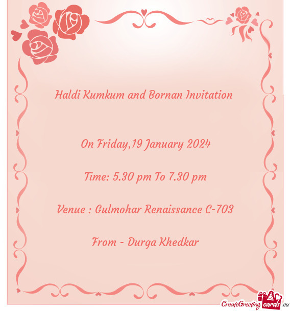 Haldi Kumkum and Bornan Invitation