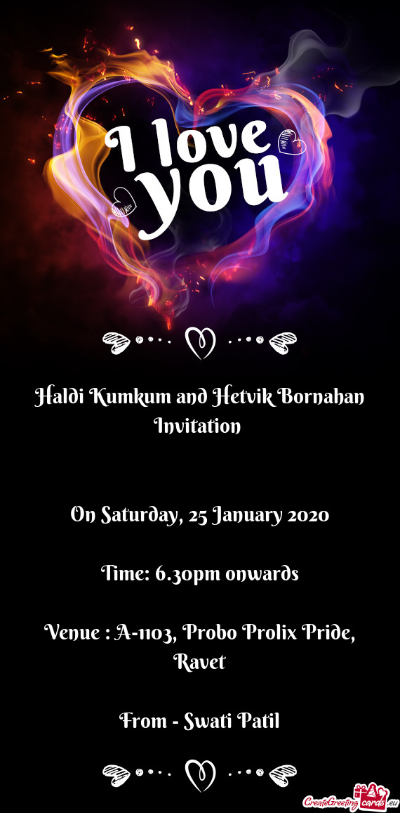 Haldi Kumkum and Hetvik Bornahan Invitation