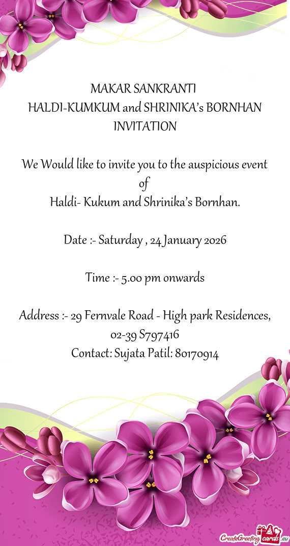 HALDI-KUMKUM and SHRINIKA’s BORNHAN INVITATION