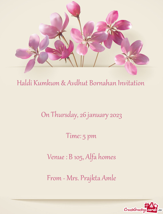 Haldi Kumkum & Avdhut Bornahan Invitation