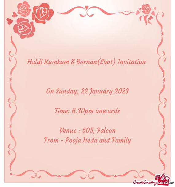 Haldi Kumkum & Bornan(Loot) Invitation