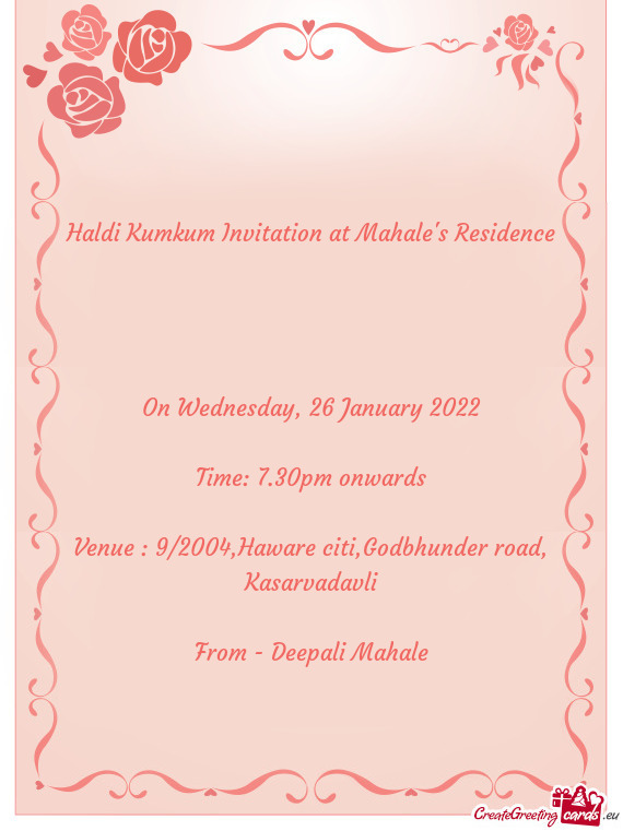 Haldi Kumkum Invitation at Mahale