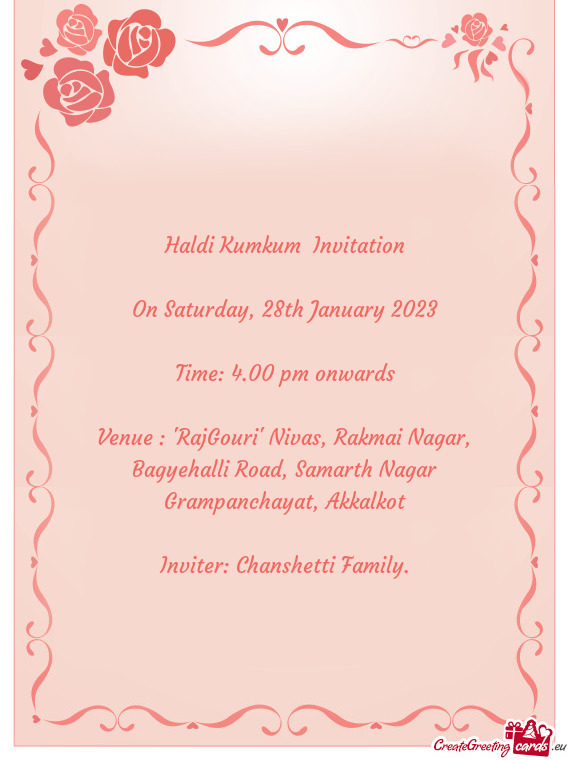 Haldi Kumkum Invitation On Saturday