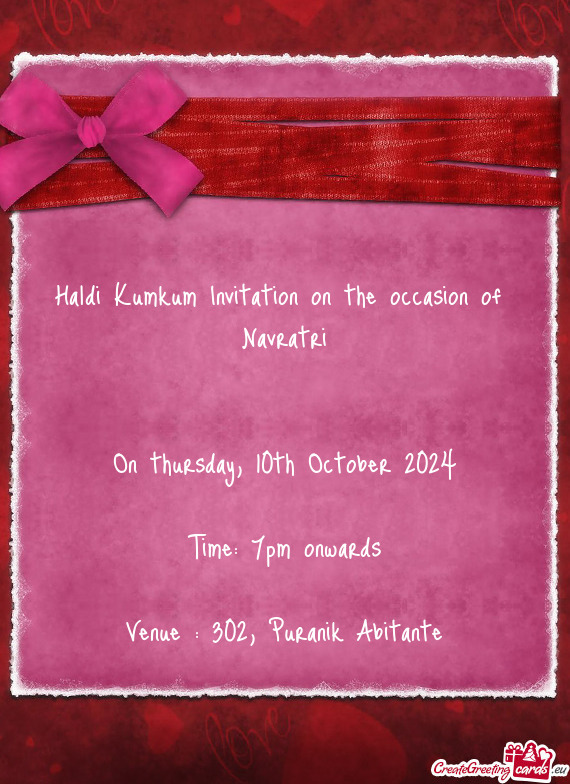 Haldi Kumkum Invitation on the occasion of Navratri